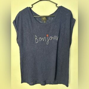 W5 Navy Blue Bonjour Tee